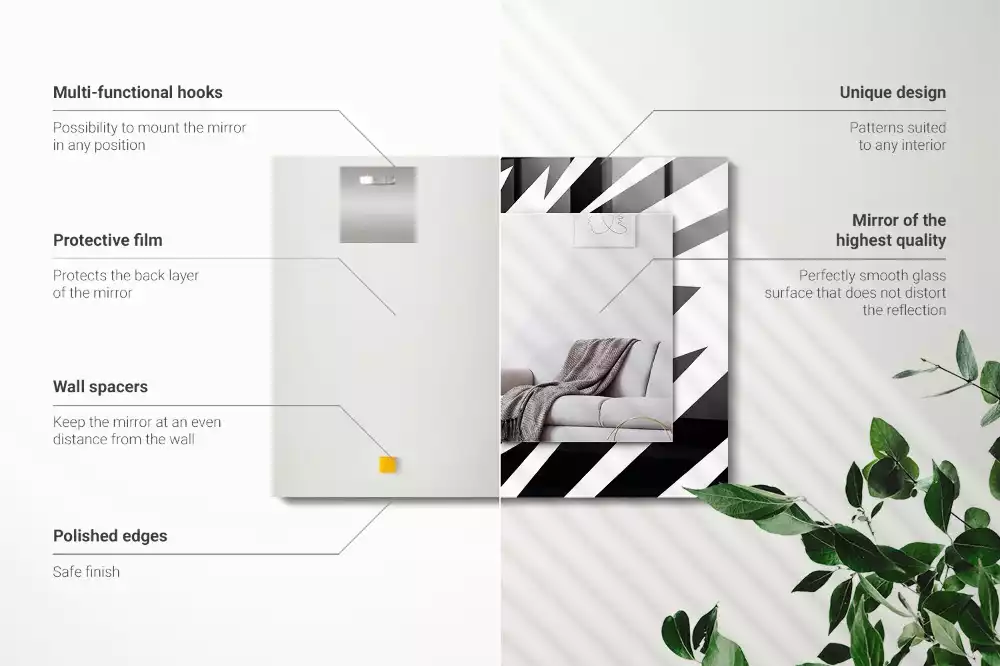 Espelho com moldura decorada Geometria em preto e branco