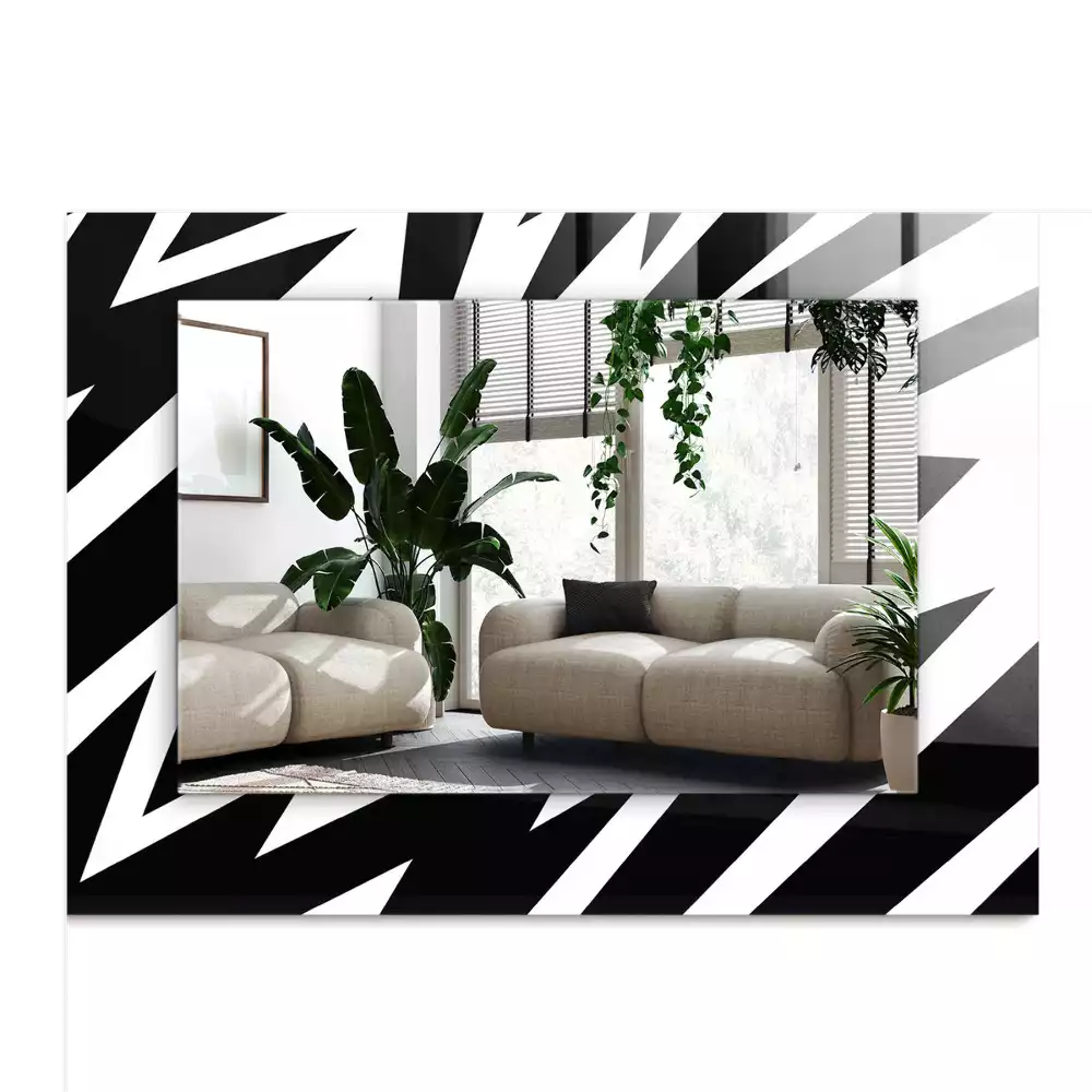 Espelho com moldura decorada Geometria em preto e branco