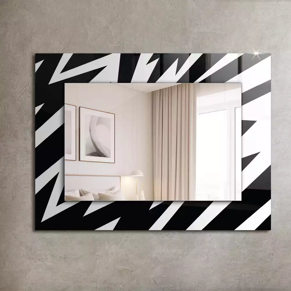 Espelho com moldura decorada Geometria em preto e branco