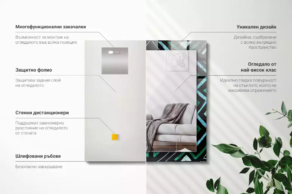 Espelho decorativo Padrão geométrico turquesa