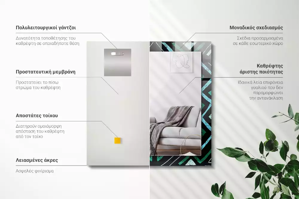 Espelho decorativo Padrão geométrico turquesa