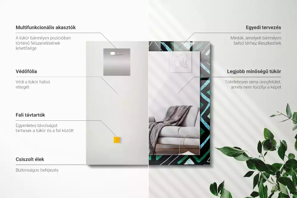 Espelho decorativo Padrão geométrico turquesa