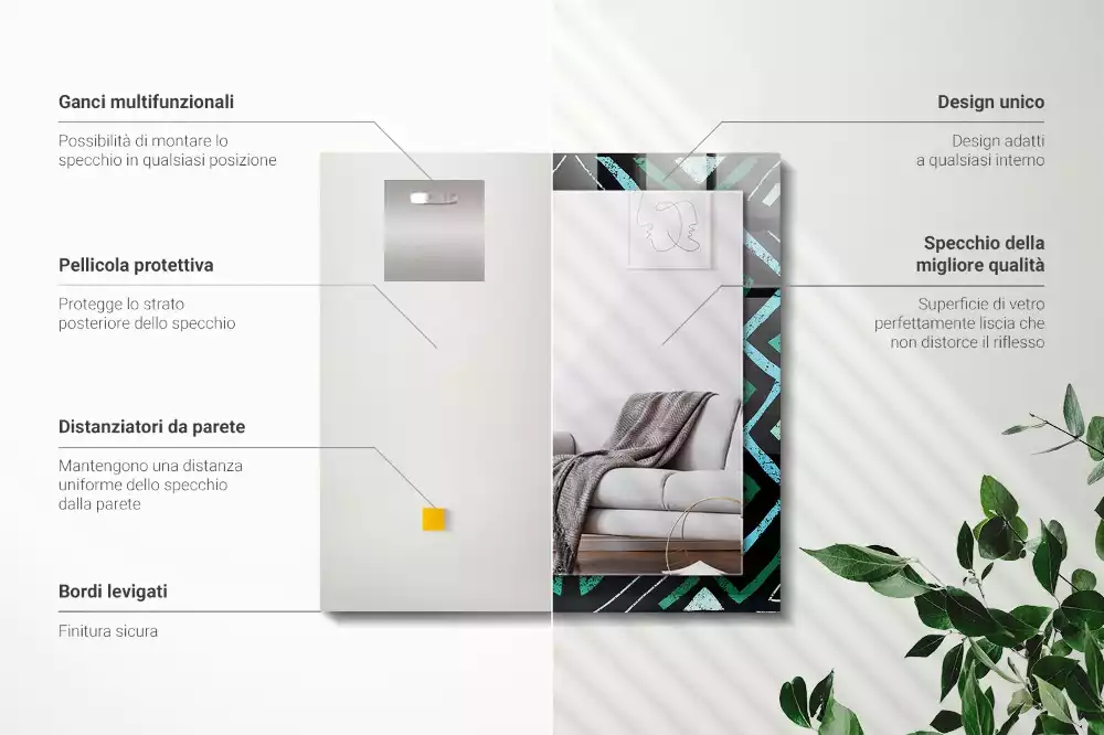 Espelho decorativo Padrão geométrico turquesa