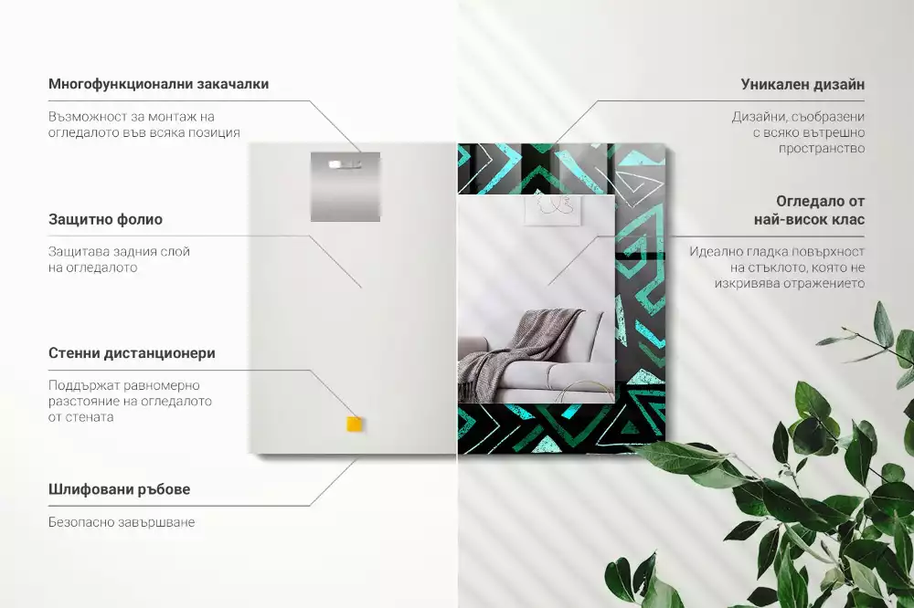 Espelho decorativo Padrão geométrico turquesa