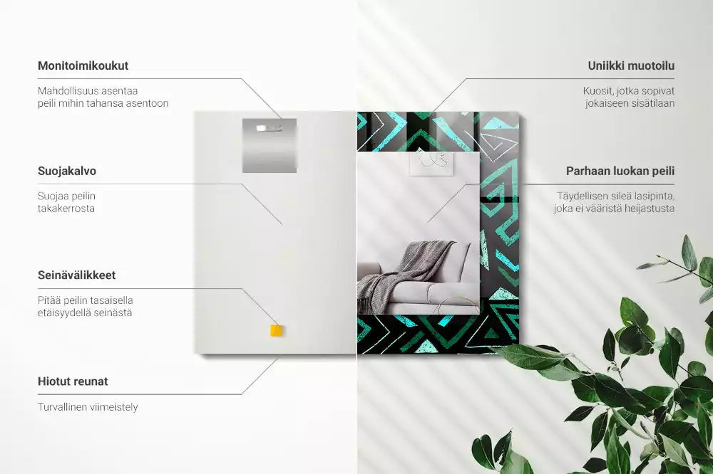 Espelho decorativo Padrão geométrico turquesa