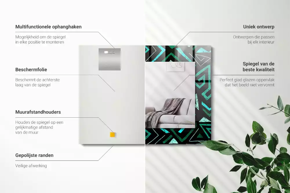 Espelho decorativo Padrão geométrico turquesa