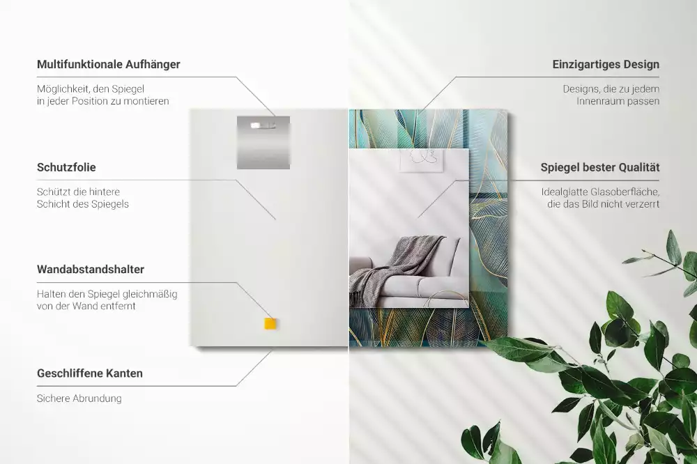 Espelho decorativo Linhas de folhas