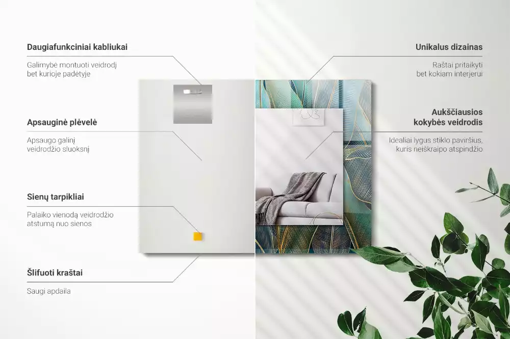 Espelho decorativo Linhas de folhas