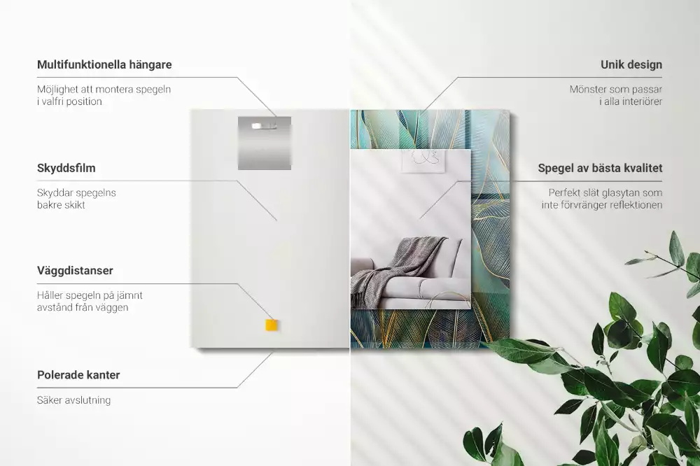 Espelho decorativo Linhas de folhas