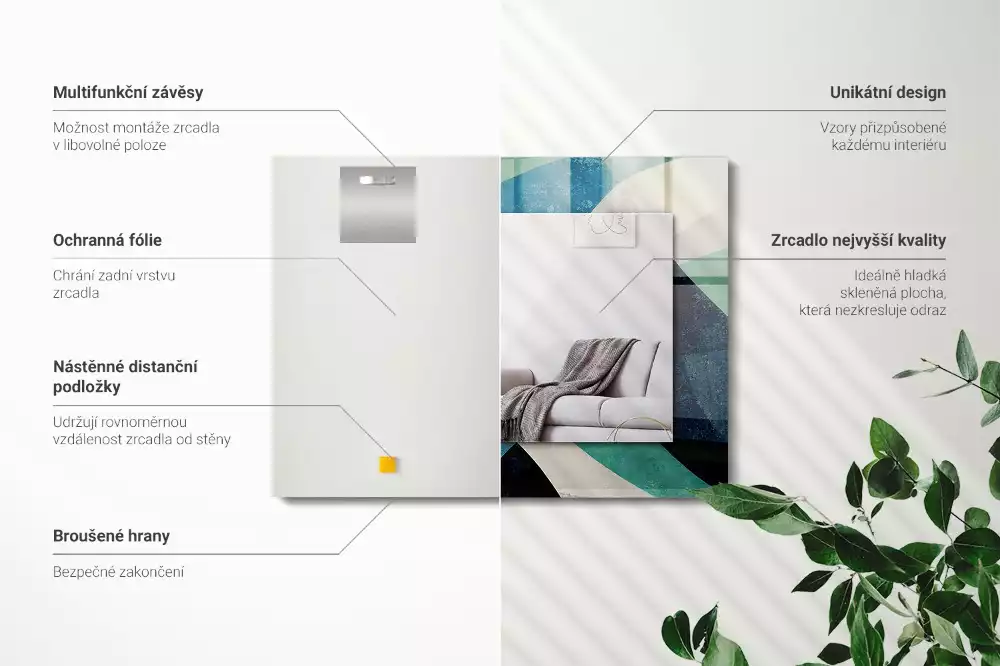 Espelho com moldura decorada Padrões coloridos abstratos