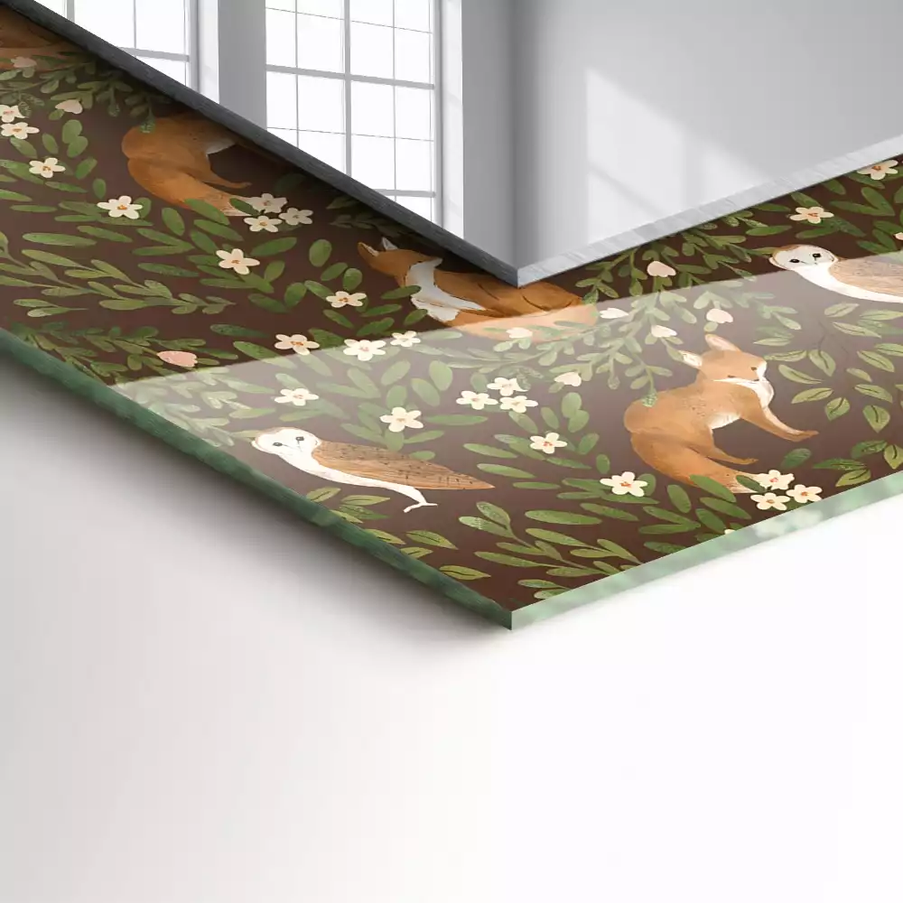 Espelho decorado A Raposa e a Coruja