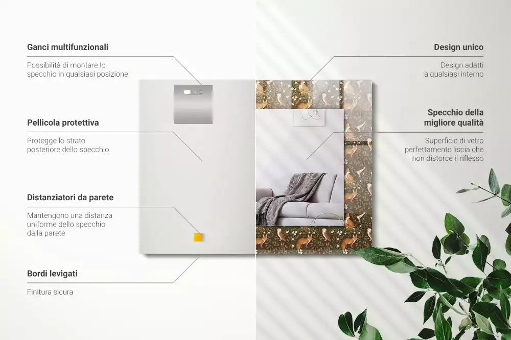 Espelho decorado A Raposa e a Coruja