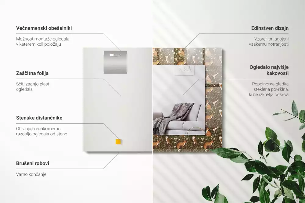 Espelho decorado A Raposa e a Coruja