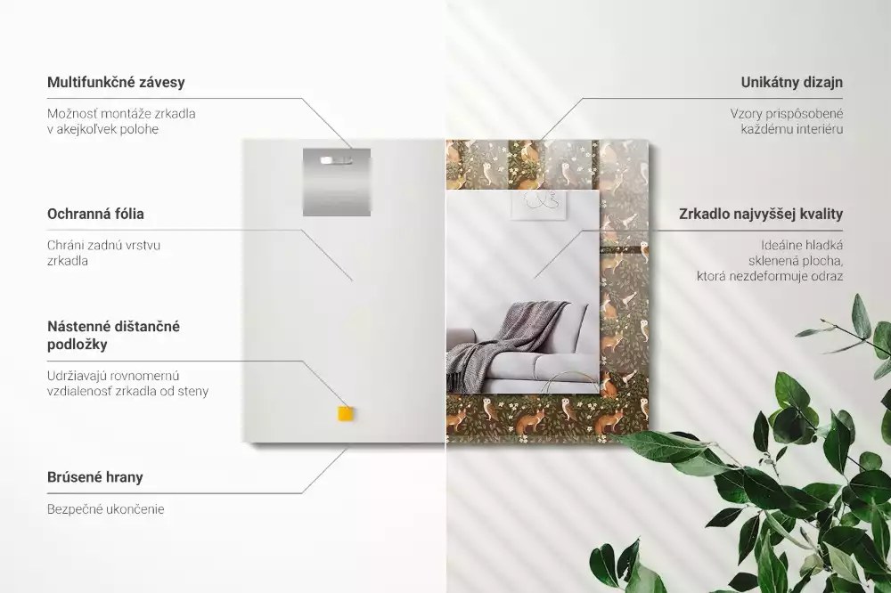 Espelho decorado A Raposa e a Coruja