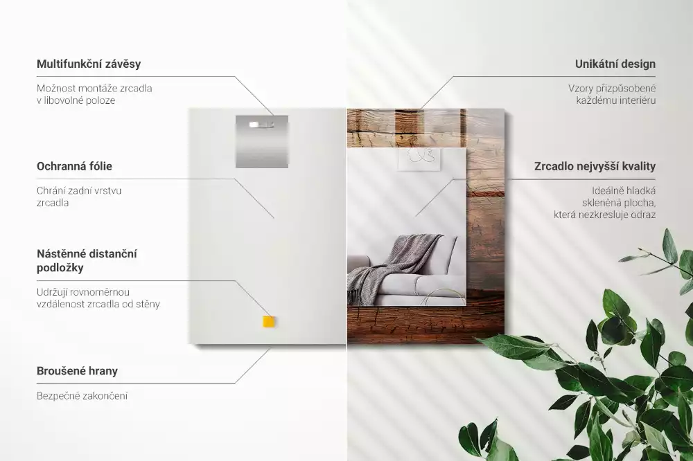 Espelho decorativo Textura de placa de madeira