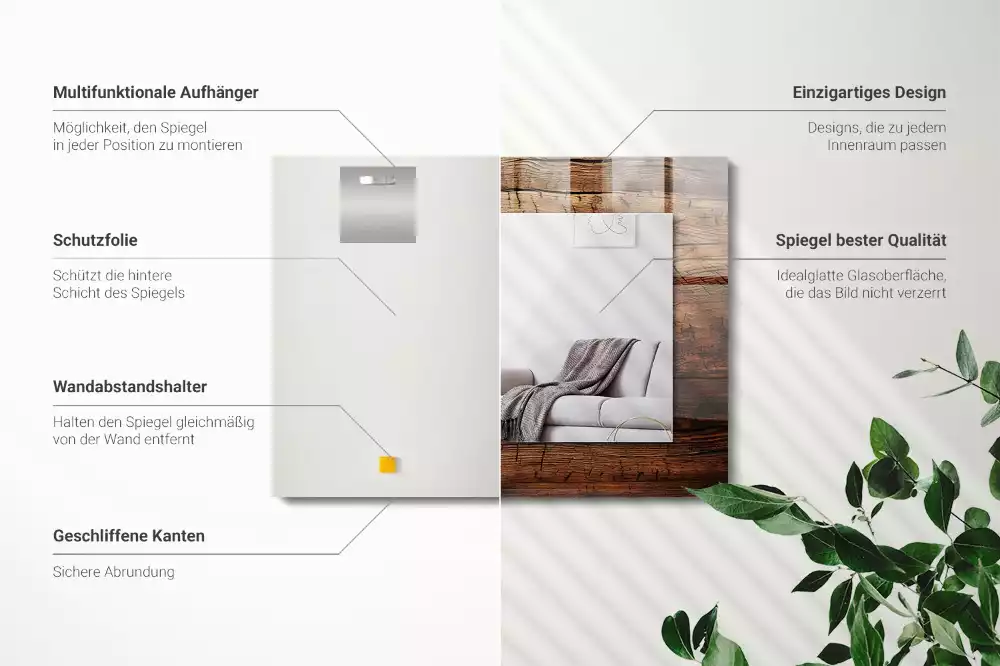 Espelho decorativo Textura de placa de madeira