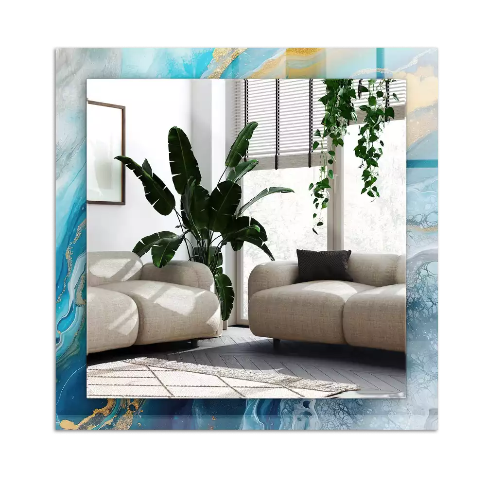 Espelho com moldura decorada Resina de mármore abstrata