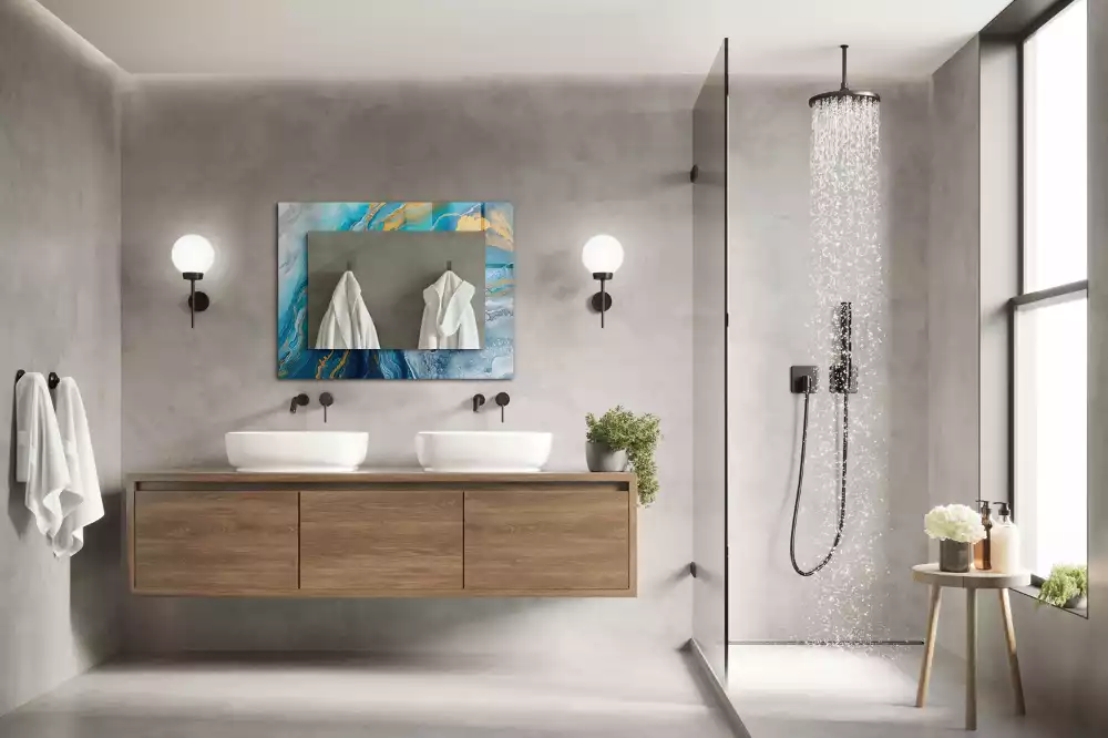 Espelho com moldura decorada Resina de mármore abstrata