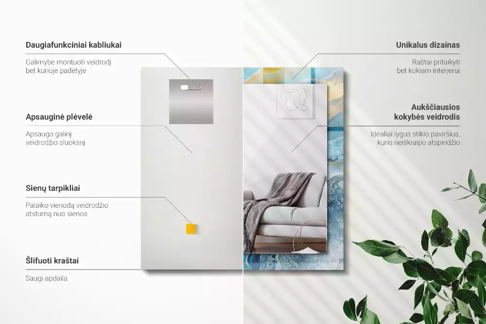 Espelho com moldura decorada Resina de mármore abstrata