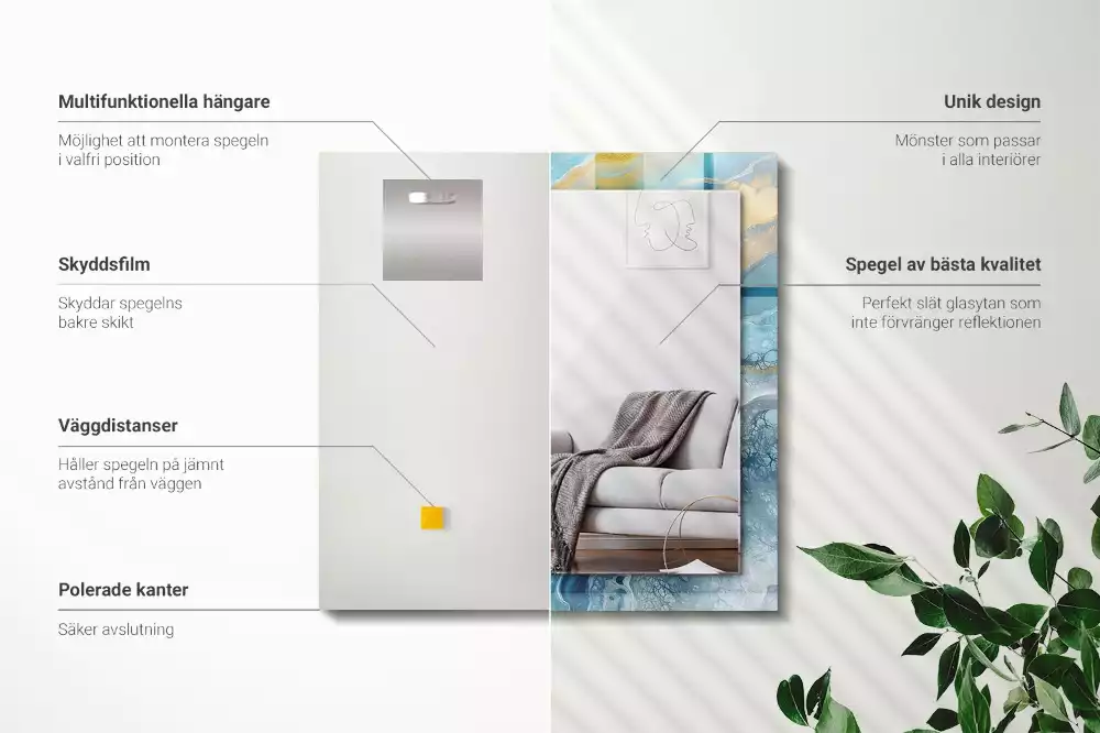 Espelho com moldura decorada Resina de mármore abstrata