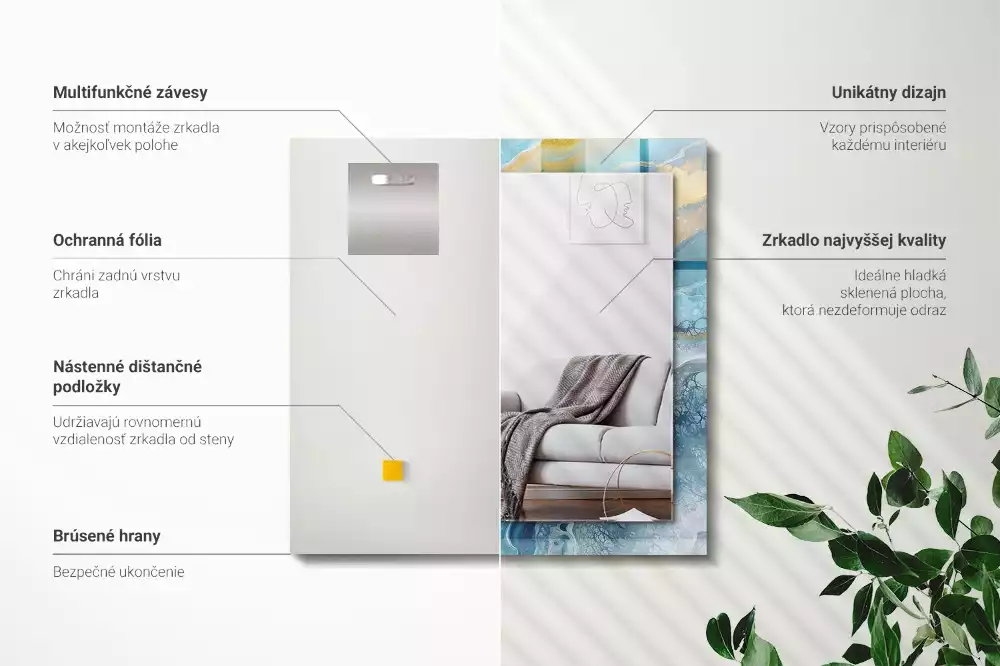 Espelho com moldura decorada Resina de mármore abstrata