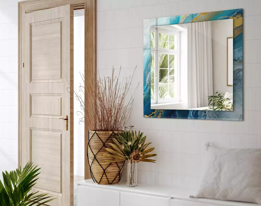 Espelho com moldura decorada Resina de mármore abstrata