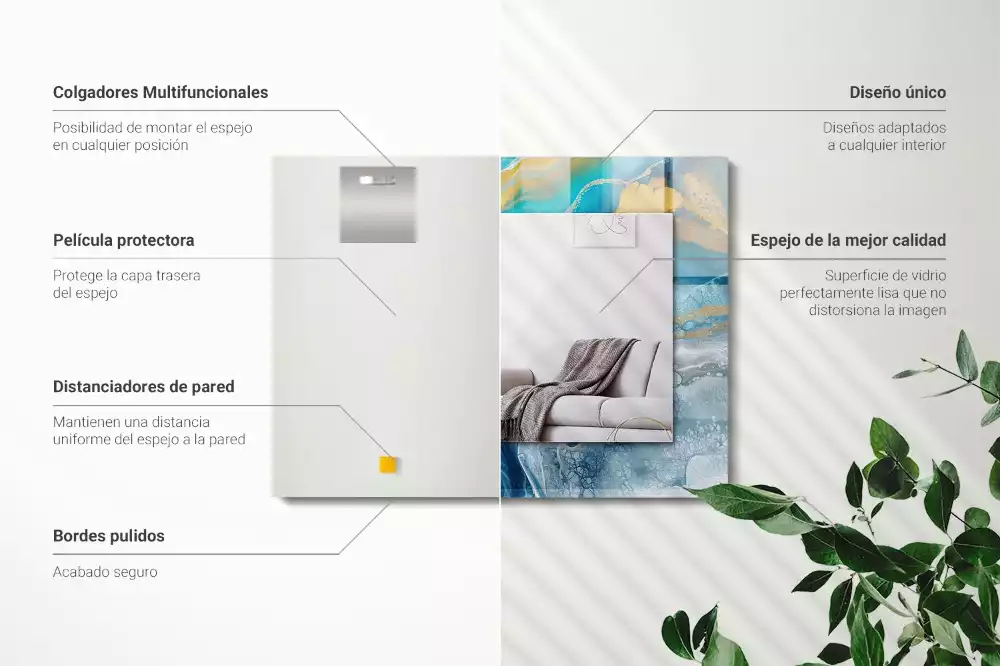 Espelho com moldura decorada Resina de mármore abstrata