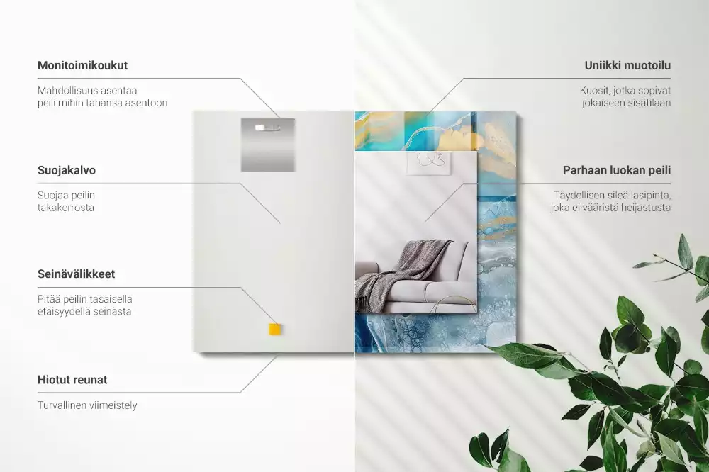 Espelho com moldura decorada Resina de mármore abstrata