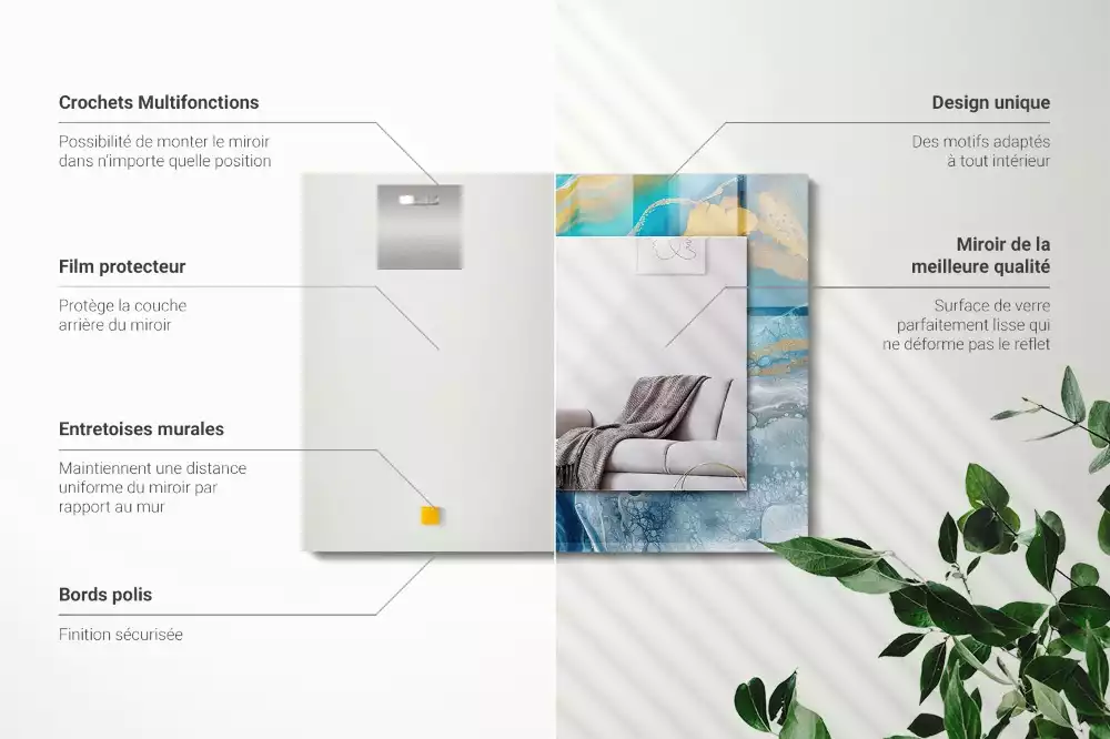 Espelho com moldura decorada Resina de mármore abstrata