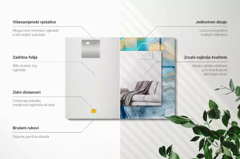 Espelho com moldura decorada Resina de mármore abstrata