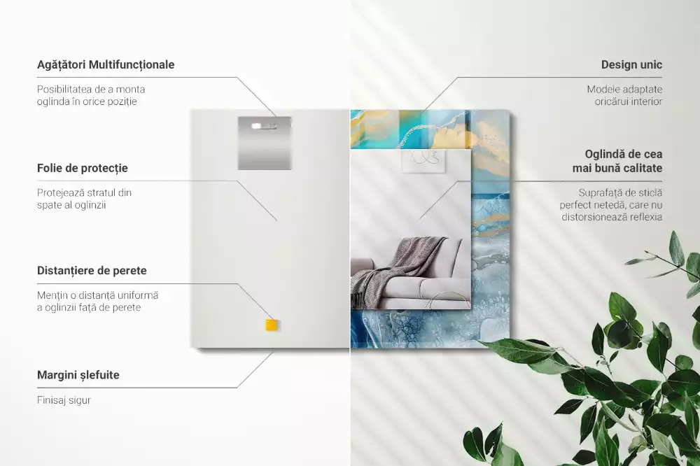 Espelho com moldura decorada Resina de mármore abstrata