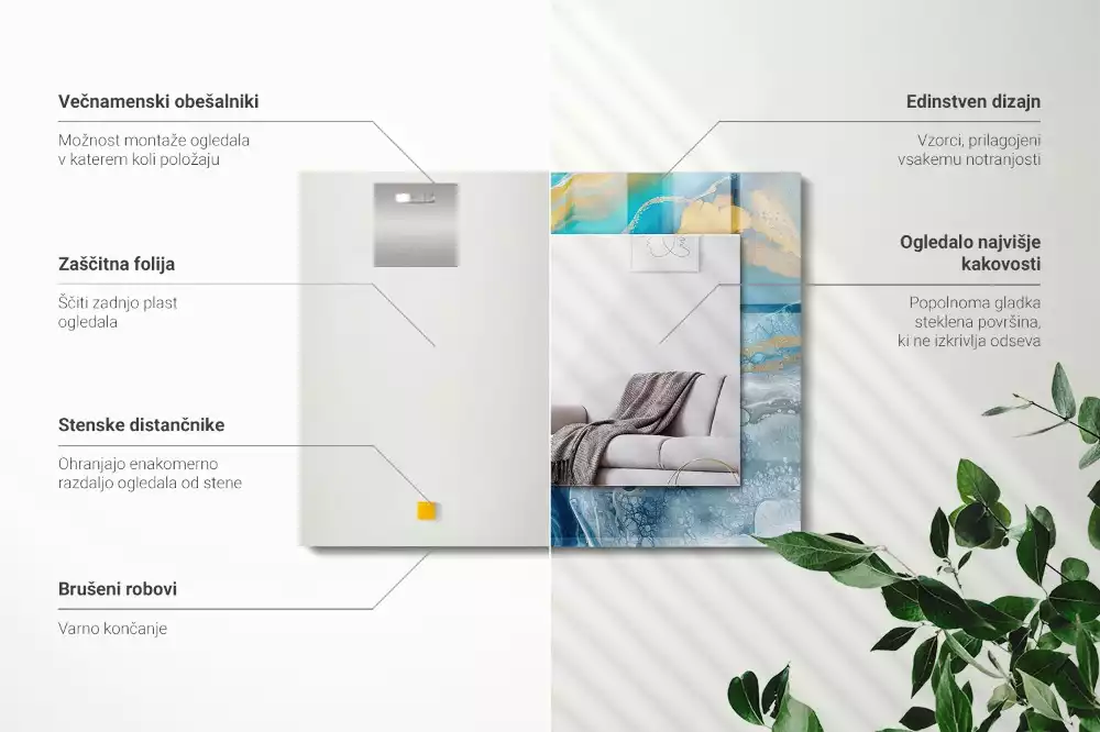 Espelho com moldura decorada Resina de mármore abstrata