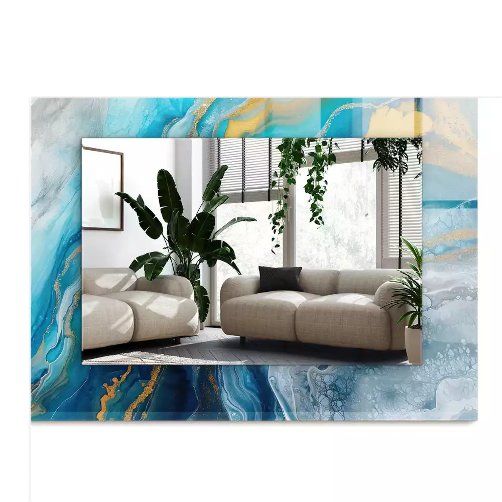 Espelho com moldura decorada Resina de mármore abstrata