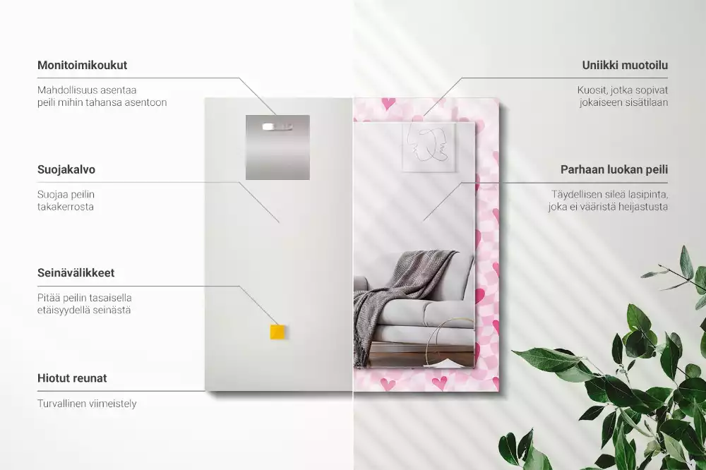 Espelho decorado Corações rosa