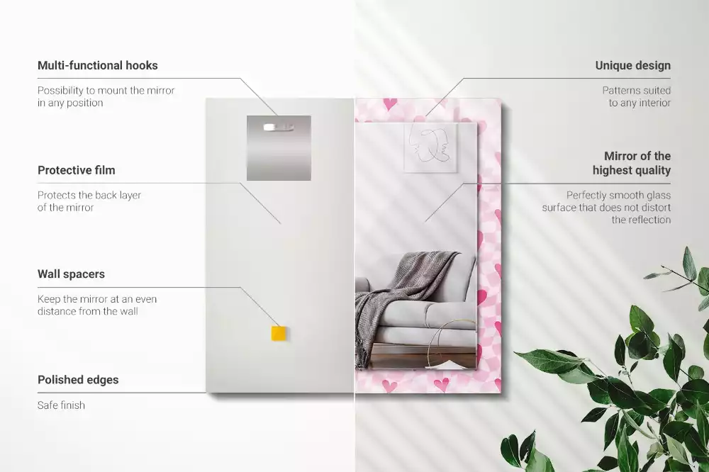 Espelho decorado Corações rosa
