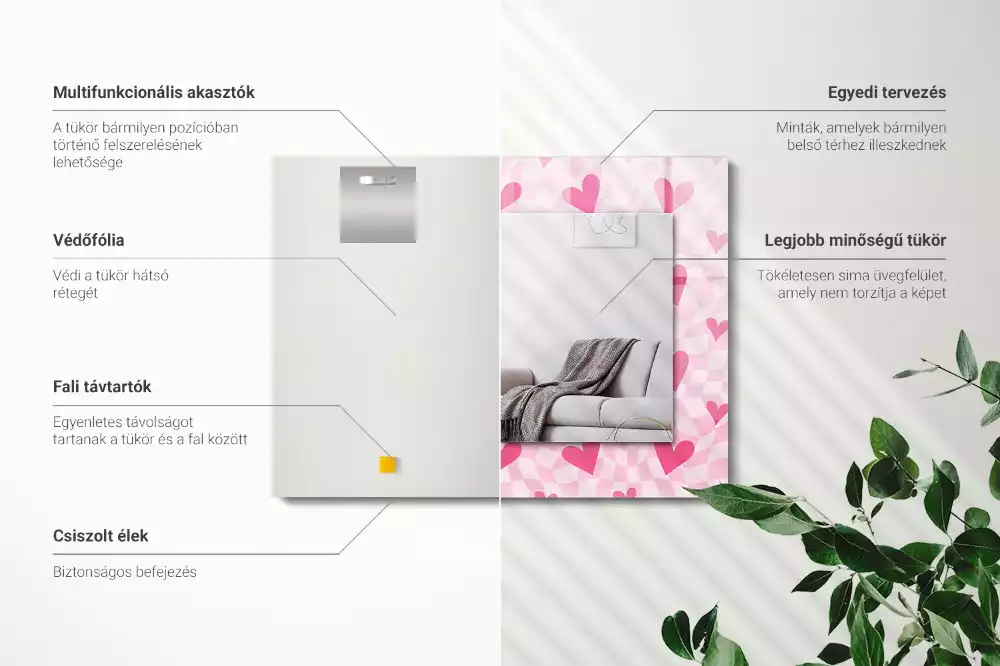 Espelho decorado Corações rosa