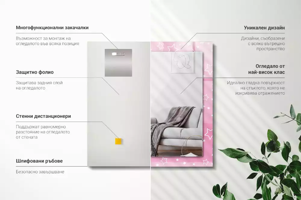 Espelho decorado estrelas rosas