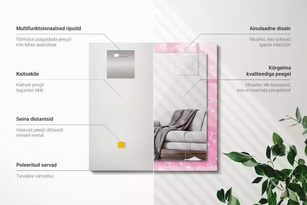 Espelho decorado estrelas rosas