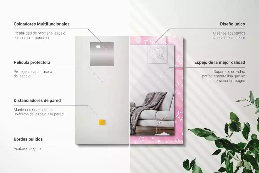 Espelho decorado estrelas rosas