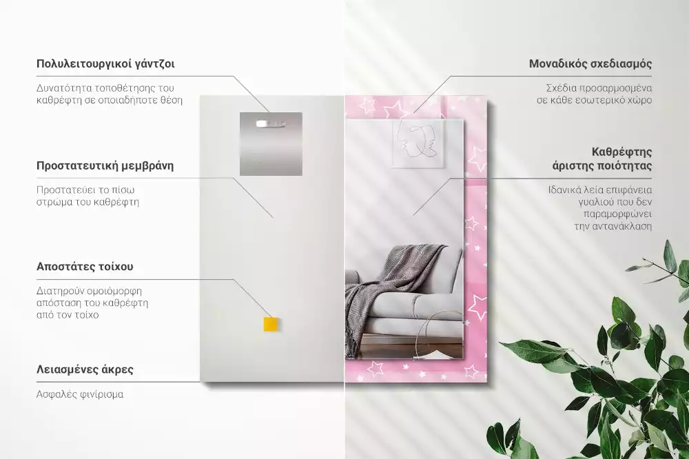 Espelho decorado estrelas rosas