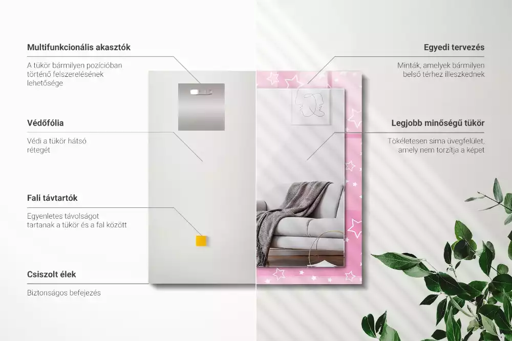 Espelho decorado estrelas rosas