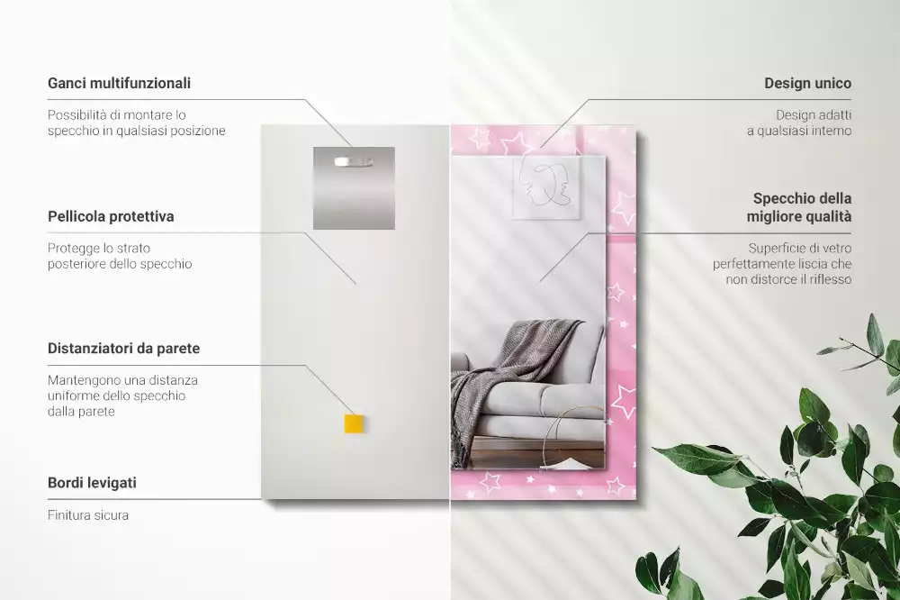 Espelho decorado estrelas rosas