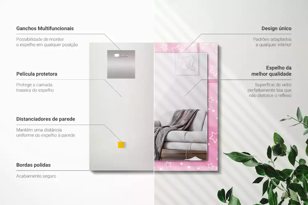 Espelho decorado estrelas rosas