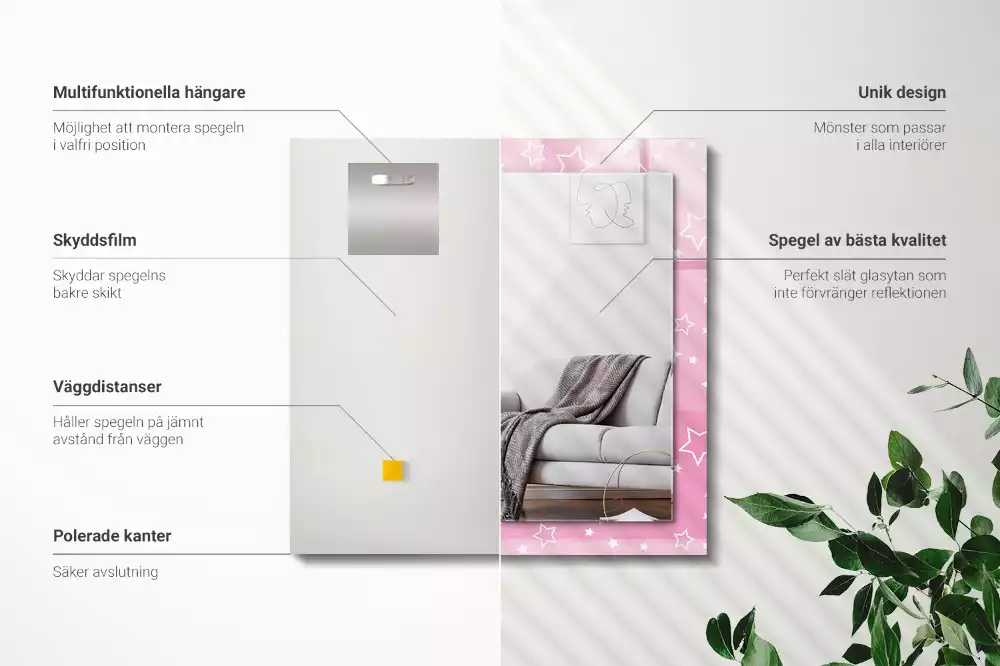 Espelho decorado estrelas rosas