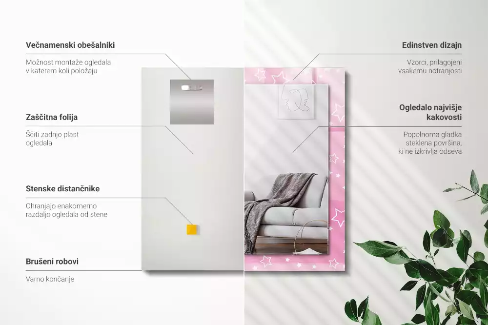 Espelho decorado estrelas rosas