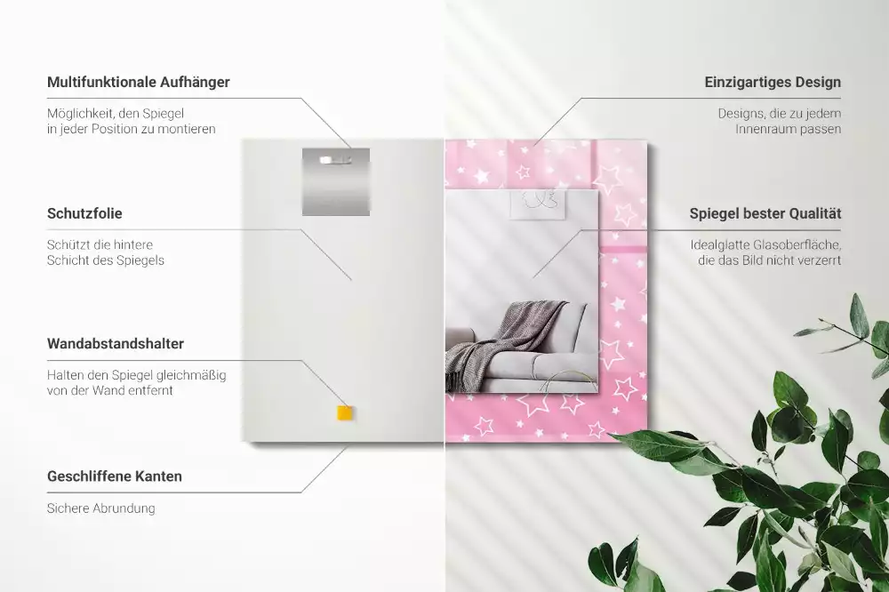 Espelho decorado estrelas rosas