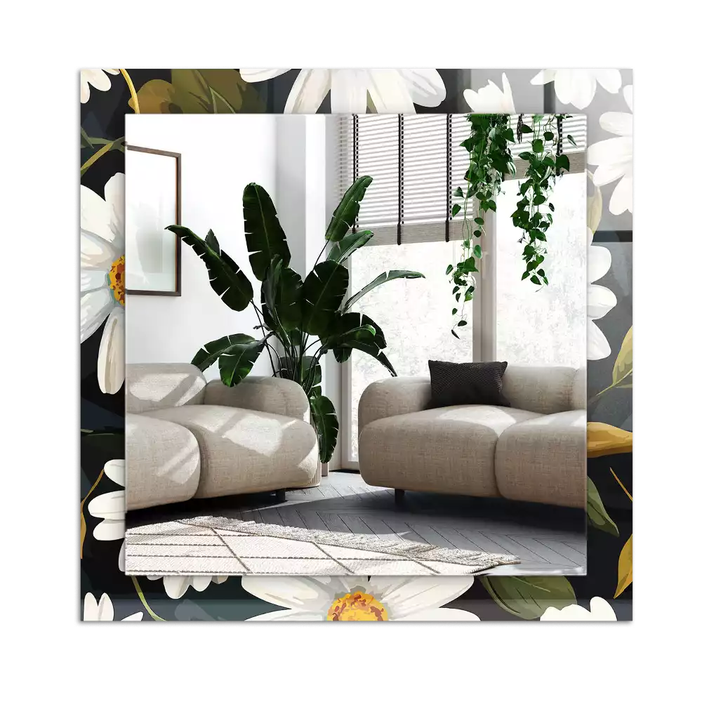 Espelho com moldura decorada Folhas de margarida branca