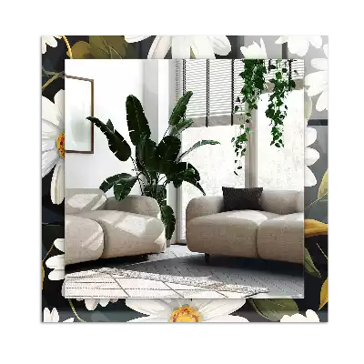 Espelho com moldura decorada Folhas de margarida branca