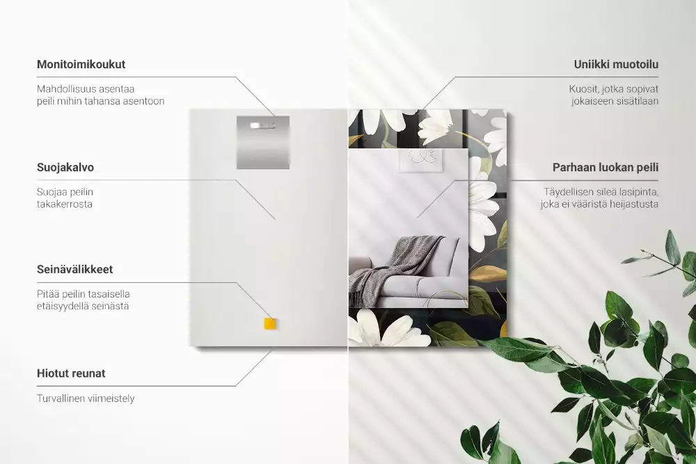 Espelho com moldura decorada Folhas de margarida branca