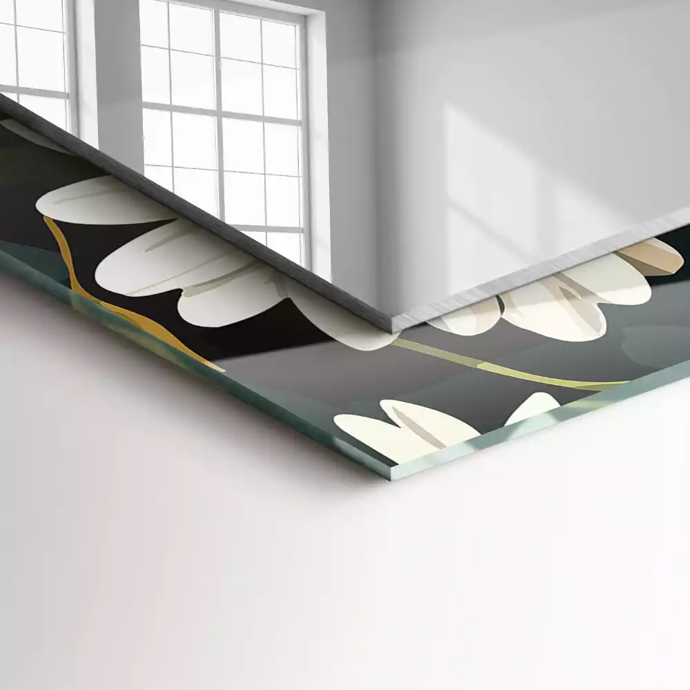 Espelho com moldura decorada Folhas de margarida branca